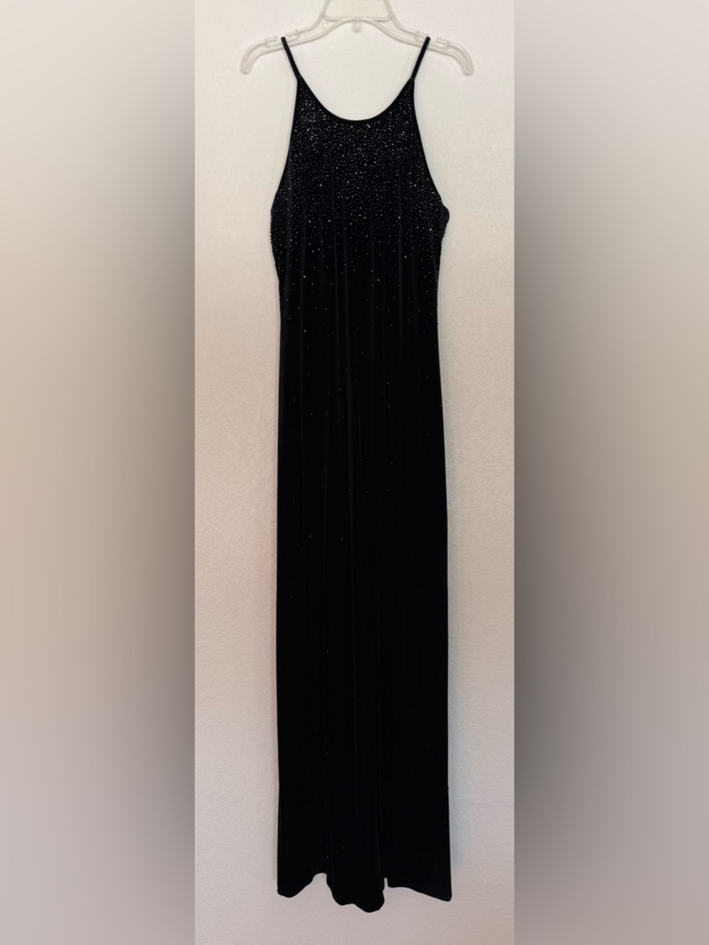 Black Velvet Maxi Skirt with Sparkle Detail